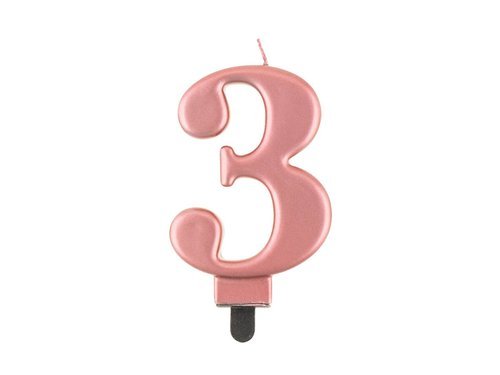 Świeczka cyferka metaliczne różowe złoto – 3 –