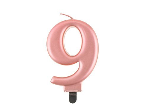 Świeczka cyferka metaliczne różowe złoto – 9 –