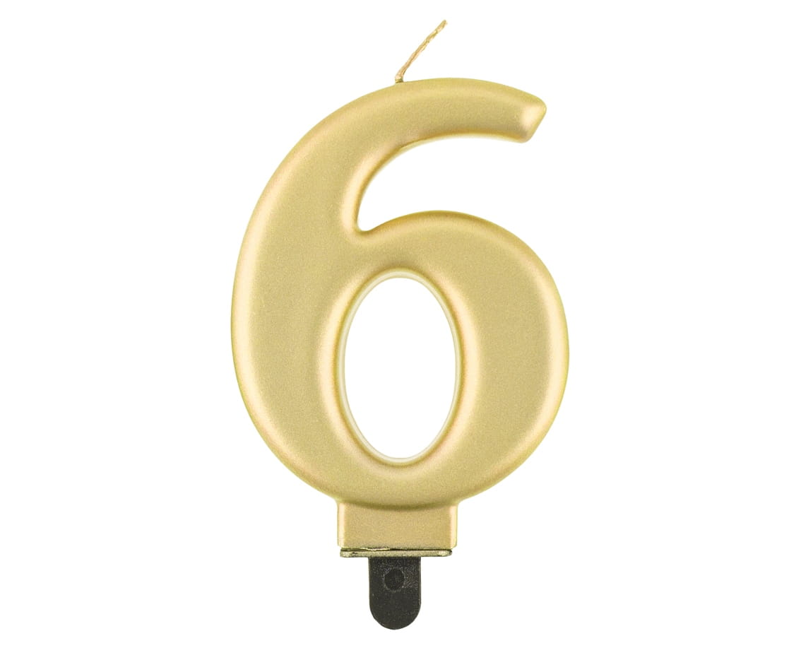 Świeczka cyferka złota – 6 –