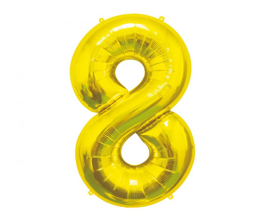 Balon foliowy B&amp;C Cyfra 8, złota, 85 cm
