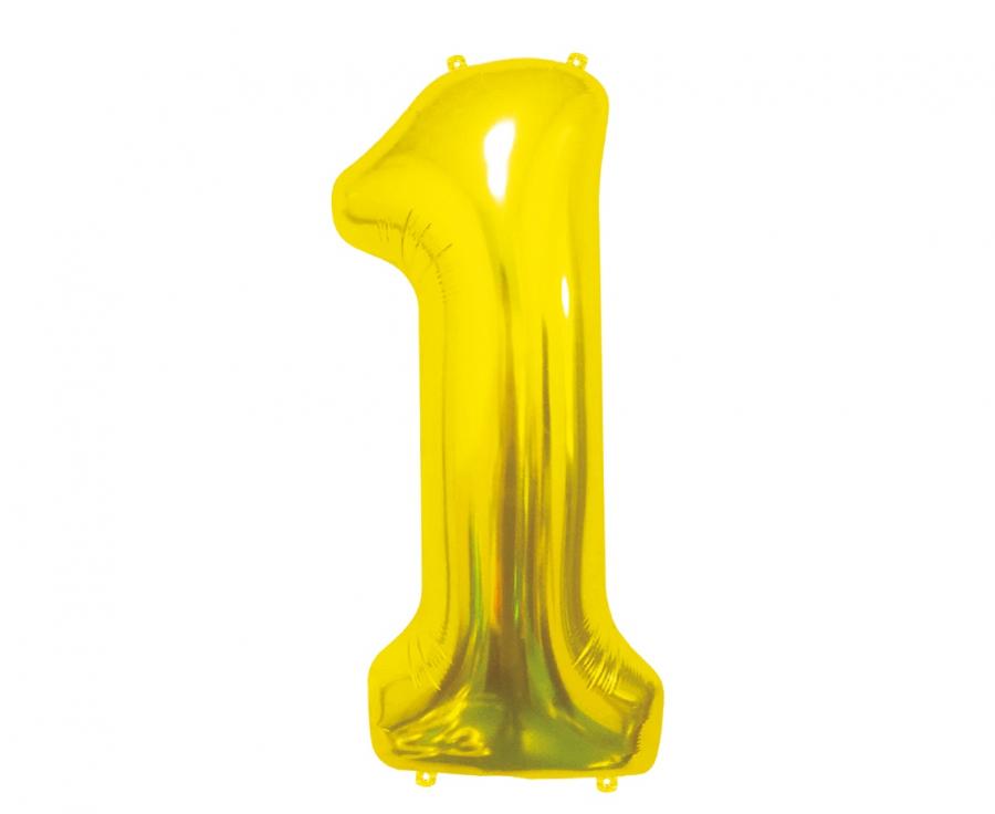 Balon foliowy B&amp;C Cyfra 1, złota, 85 cm