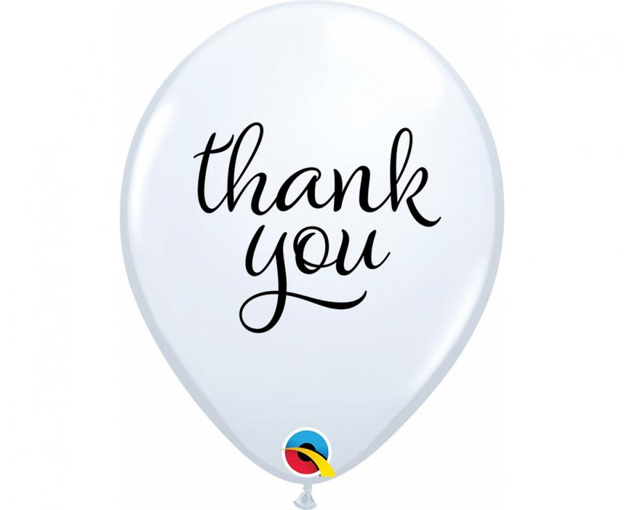 Balon QL 11″ z nadr. Thank you, biały
