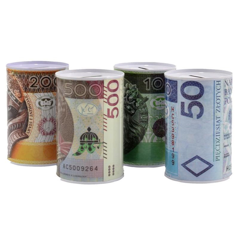 SKARBONKA METALOWA PUSZKA NA PIENIĄDZE DUŻA
