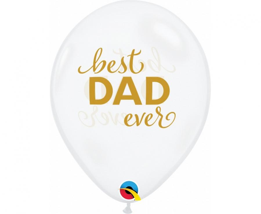 Balon QL 11″ z nadr. Best Dad ever, przezroczysty