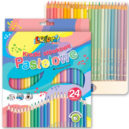 Kolori Premium Kredki ołówkowe pastelowe trójkątne + temperówka 24 kolory
