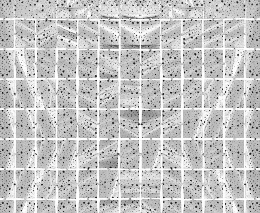 Kurtyna B&amp;C Kwadrat-gwiazdki, metaliczna srebrna, 100×200 cm