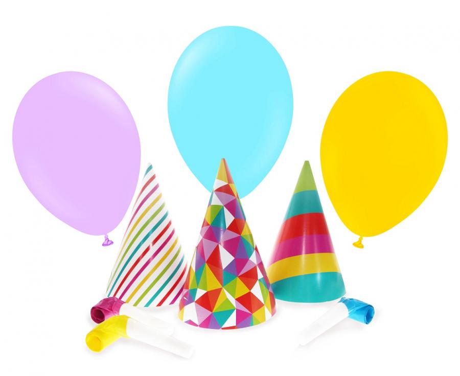 ZESTAW PARTY 3xBALONY 3xCZAPECZKI 3xTRĄBKI