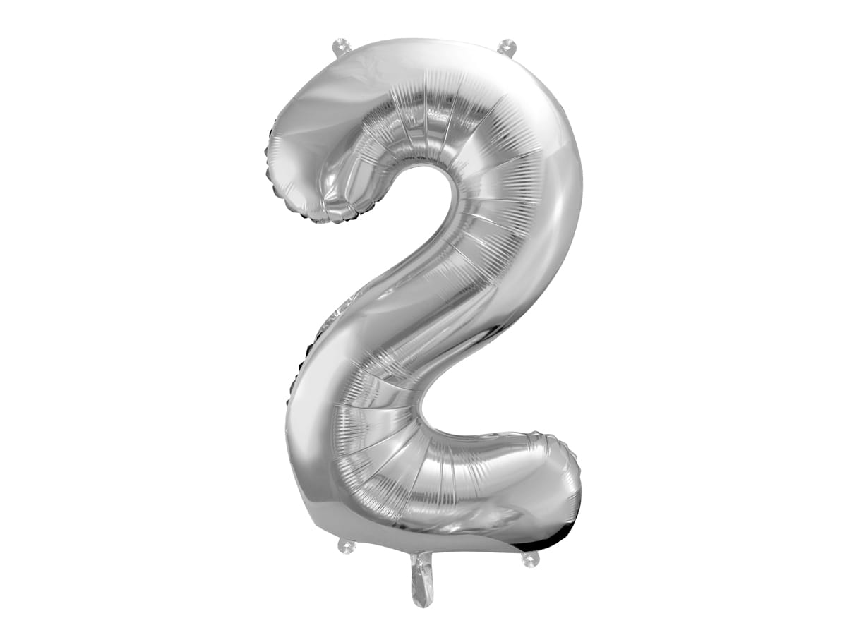 Balon Foliowy Cyfra 2 Srebrny 85 cm