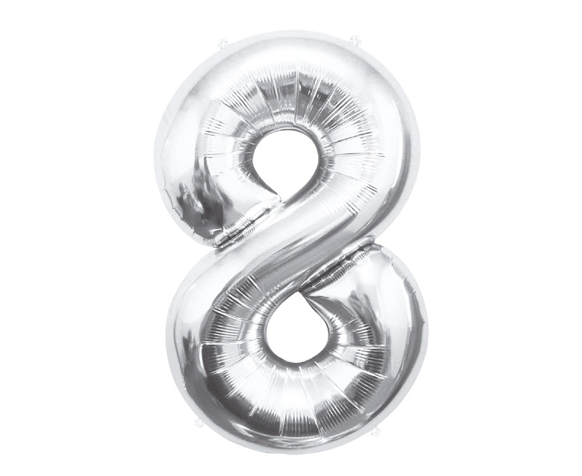 Balon Foliowy Cyfra 8 Srebrny 85 cm